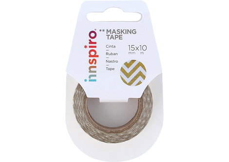 Innspiro Cinta Masking Tape Washi Serie Metal Zig Zag Dorado 15mm x 10m