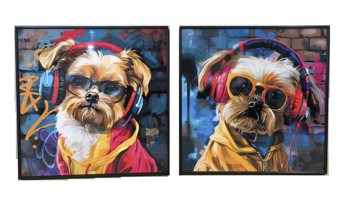 DKD Home Decor Cuadro Aluminio Perrito Gafas Surtido de 2 Unidades (50x50 cm) DKD Home Decor Cuadro Aluminio Perrito Gafas Surtido de 2 Unidades (50x50 cm)