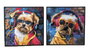 DKD Home Decor Cuadro Aluminio Perrito Gafas Surtido de 2 Unidades (50x50 cm)