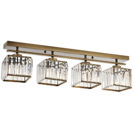 Opviq Lámpara de Araña Av-1795-4Ey Metal y Cristal Estilo Vintage Moderno Glam Hotel