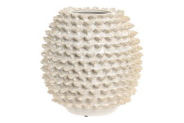 DKD Home Decor Jarrón de Gres Pinchos Artesanal Blanco