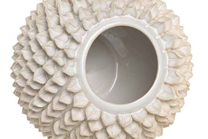 DKD Home Decor Jarrón de Gres Pinchos Artesanal Blanco