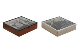 DKD Home Decor Calima 2023 Boho Caja para Infusiones Terracota Beige 24 x 6.5 x 24 cm