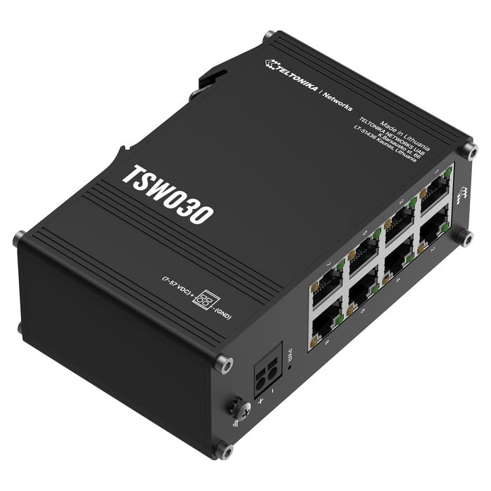 Teltonika TSW030 Switch Ethernet de 8 Puertos RJ45 10/100Mbps No Administrado Montaje Carril DIN