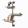 Hanah Home Boruraf013 Estantería de Madera de Abeto y Tubos de Metal, Diseño Moderno Rústico Industrial, 65x75x14 cm, Nogal
