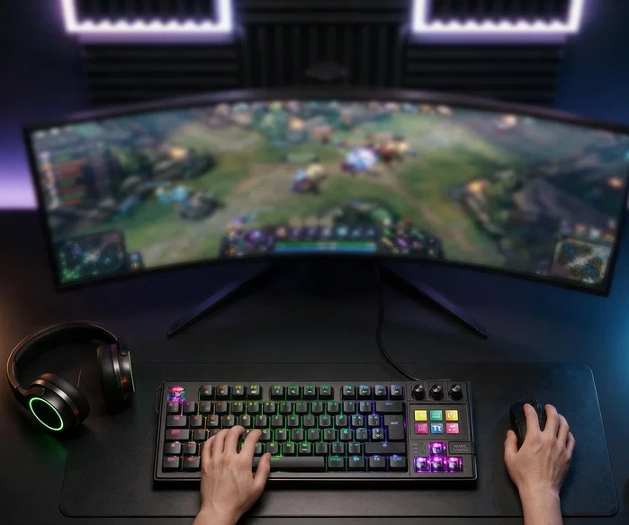 Mars Gaming MK-MASTER Teclado Mecánico TKL con SmartDeck y Switches Rojo