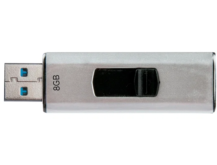 Q-connect Memoria USB Flash 8 GB SuperSpeed 3.0 Retráctil Plateado