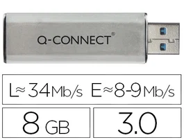 Q-connect Memoria USB Flash 8 GB SuperSpeed 3.0 Retráctil Plateado