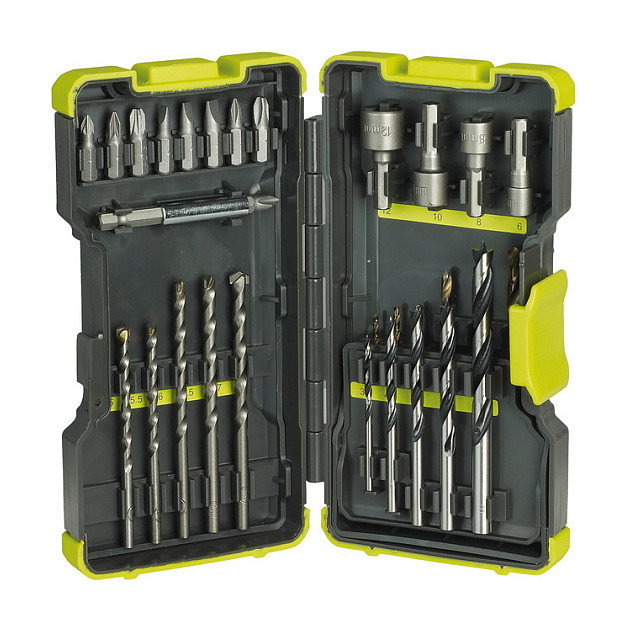 Ryobi RAK30MIX Juego de 30 piezas de brocas y bits para taladro en caja (verde)突出 Ryobi RAK30MIX Juego de 30 piezas de brocas y bits para taladro en caja (verde)突出