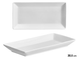 Vessia Bandeja de Porcelana Rectangular para Servir, Color Blanco, Dimensiones 30.5x15.5x3.5 cm (Set de 20)