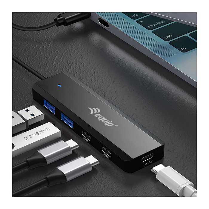 Equip Hub USB 3.2 Gen 1 con 2x USB-C y 2x USB-A Negro