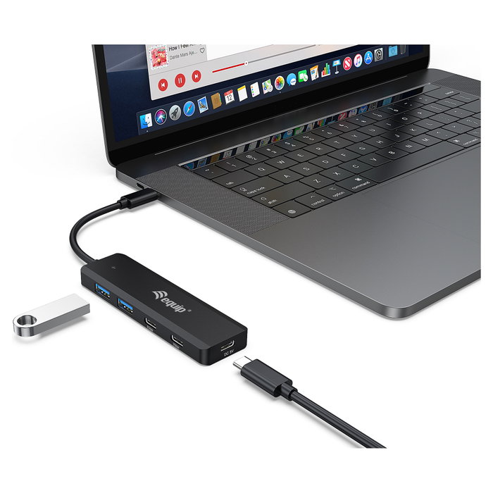 Equip Hub USB 3.2 Gen 1 con 2x USB-C y 2x USB-A Negro