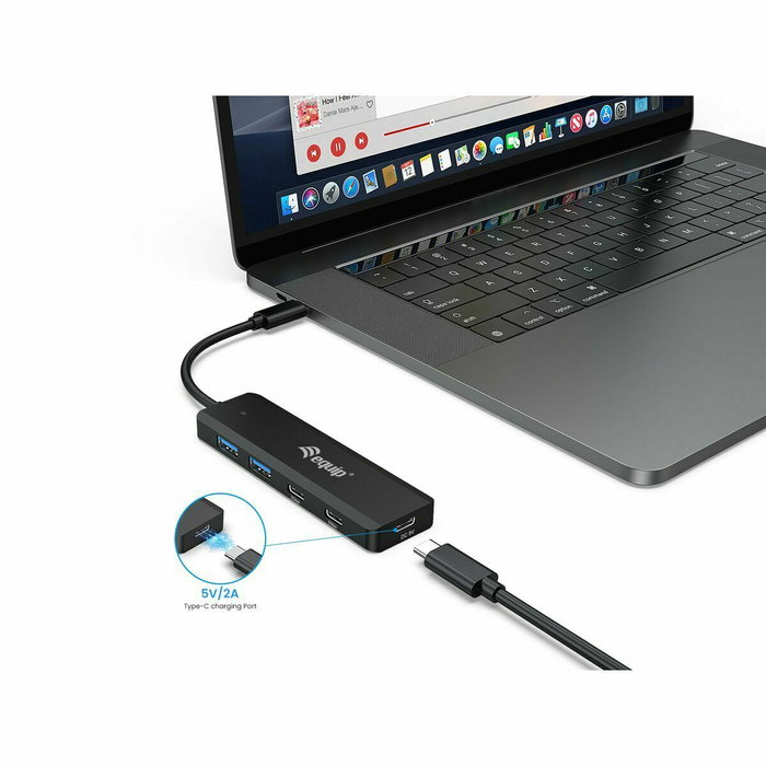 Equip Hub USB 3.2 Gen 1 con 2x USB-C y 2x USB-A Negro