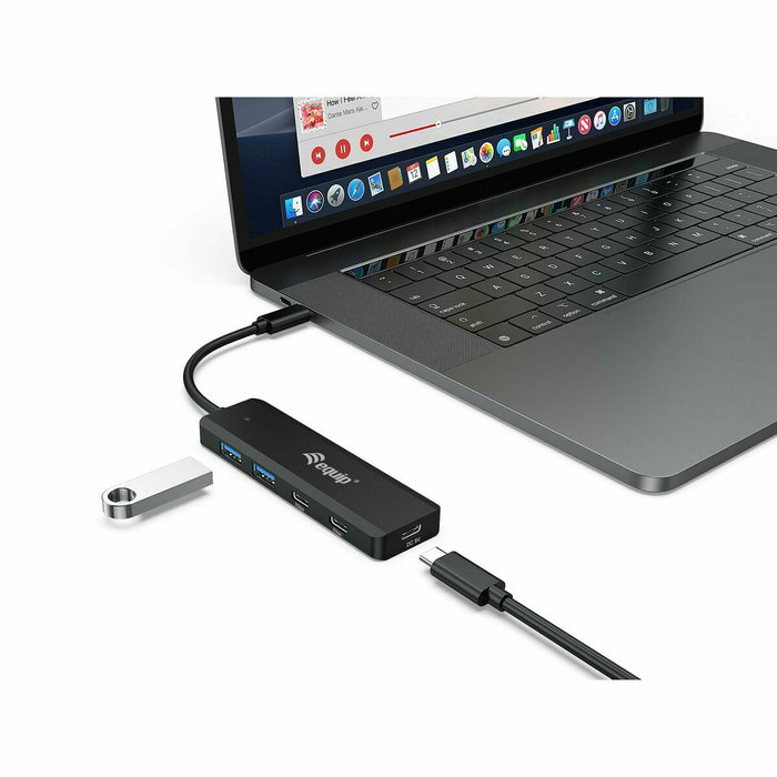 Equip Hub USB 3.2 Gen 1 con 2x USB-C y 2x USB-A Negro