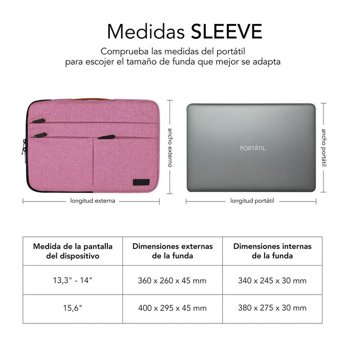 Subblim Funda Air Padding 360 Sleeve 15,6 pulgadas Rosa