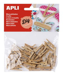 APLI Pinzas Mini de Madera Natural 25x3 mm (Set de 5)