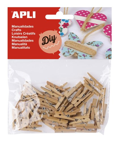 APLI Pinzas Mini de Madera Natural 25x3 mm (Set de 5) APLI Pinzas Mini de Madera Natural 25x3 mm (Set de 5)