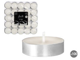 Acorde Set 100 Velas Tea Light Blancas 3H Cera 18x5x18 cm (Set de 12)