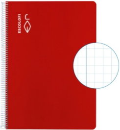 ESCOLOFI Pack de 5 Blocs de Folio con Espiral, Tapa Dura, Rojo