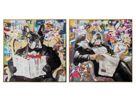 DKD Home Decor Cuadro Lienzo PS Perro Urban Surtido de 2 Unidades