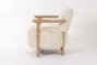 DKD Home Decor Sillón de Fresno y Poliéster Blanco Roto y Marrón