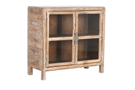 DKD Home Decor Aparador de Teca Reciclada y Cristal Natural