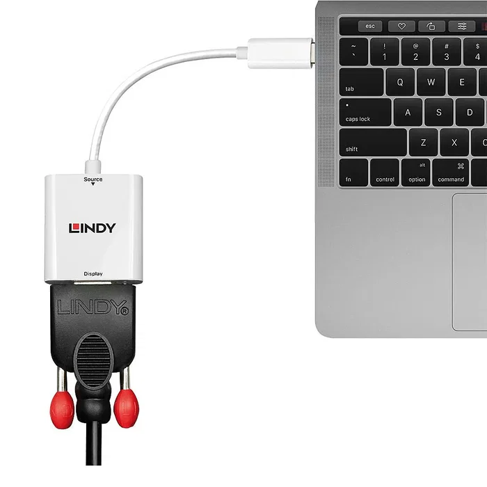 Lindy 43355 Adaptador USB-C a VGA (D-Sub) Macho/Hembra 1920x1200@60Hz, Cable Vídeo, Blanco