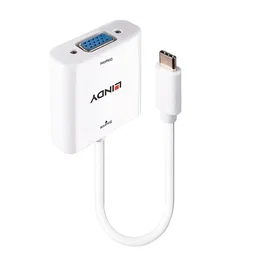 Lindy 43355 Adaptador USB-C a VGA (D-Sub) Macho/Hembra 1920x1200@60Hz, Cable Vídeo, Blanco