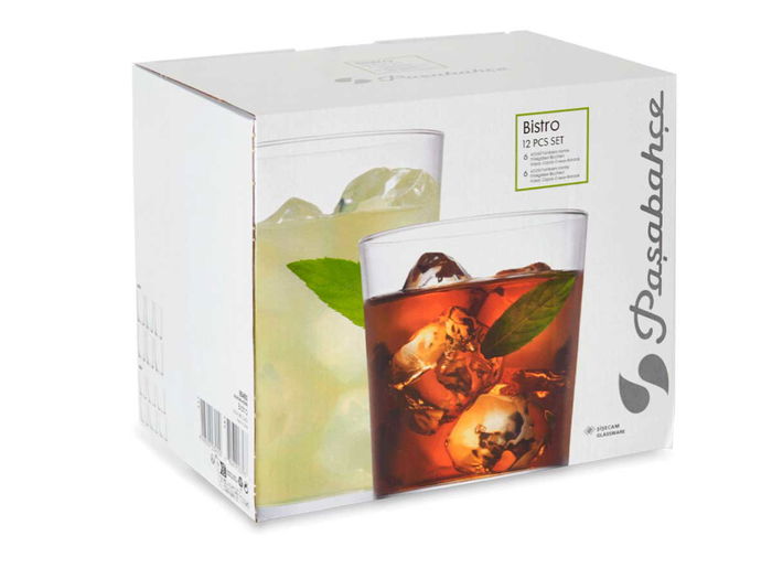 Pasabahce Set 12 Vasos Bistro Pinta 380ml y 510ml Transparente Vidrio 27x23x18 cm (Set de 2)