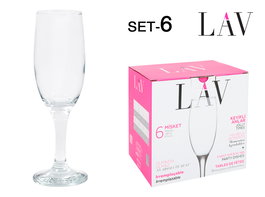 Lav Set 6 Copas Champagne Misket 190 cc Medidas 5 x 5 x 19.3 cm (4 Cajas)