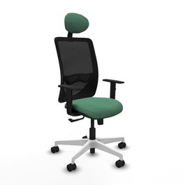 PIQUERAS Y CRESPO Silla de oficina Zulema con mecanismo Sincro, Verde esmeralda y Negro