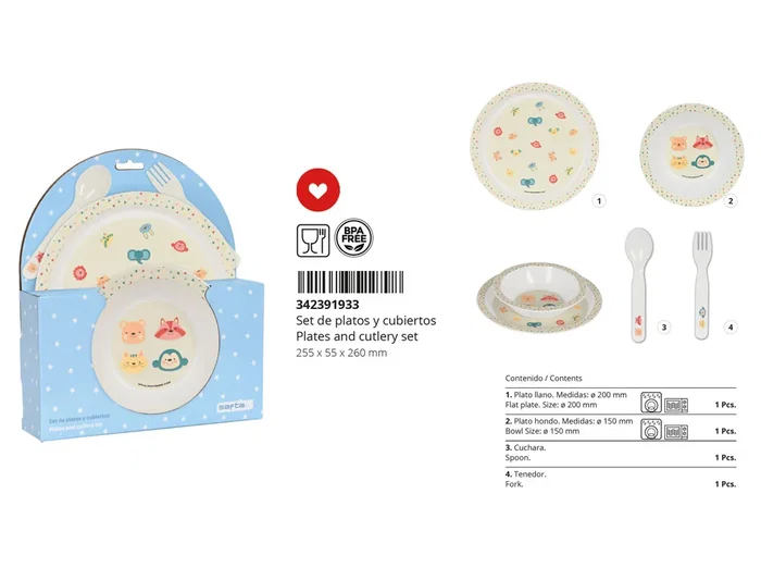 Set de Menaje Infantil Safta Cabecitas (4 Piezas)