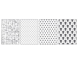 Misskuty Set de 4 Carpetas de Repujado PUSH Lunares, Estrellas, Pared y Flores