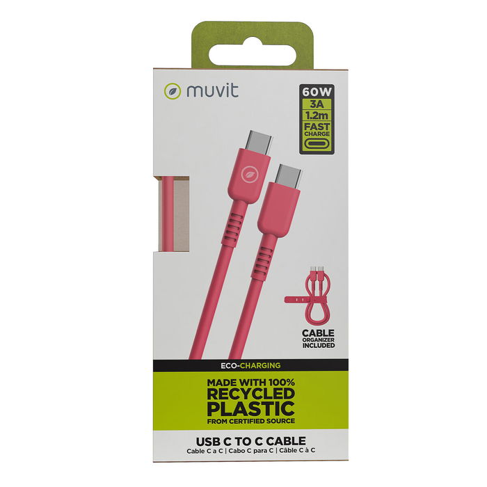 muvit for change cable Tipo C a Tipo C 3A/60W 1.2m magenta muvit for change cable Tipo C a Tipo C 3A/60W 1.2m magenta