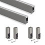 Emuca Lote de 2 barras para armario Luxe de longitud 0.75m con soportes, Aluminio y Plástico, Titanio