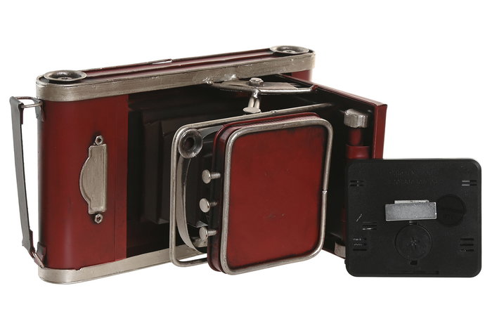 DKD Home Decor Reloj Sobremesa Vintage Negro Granate 16 x 14.5 x 16 cm (2 Unidades)