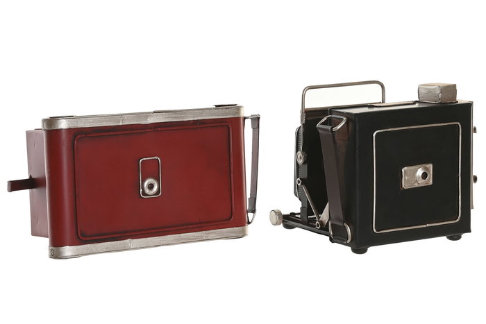 DKD Home Decor Reloj Sobremesa Vintage Negro Granate 16 x 14.5 x 16 cm (2 Unidades)