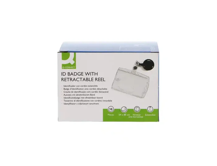 Q-connect Identificador con cordón extensible uso vertical/horizontal 54x85 mm funda protectora