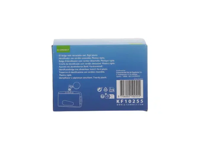 Q-connect Identificador con cordón extensible uso vertical/horizontal 54x85 mm funda protectora