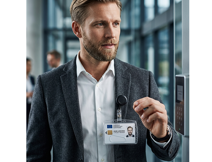 Q-connect Identificador con cordón extensible para tarjetas 54x85 mm, uso vertical/horizontal Q-connect Identificador con cordón extensible para tarjetas 54x85 mm, uso vertical/horizontal