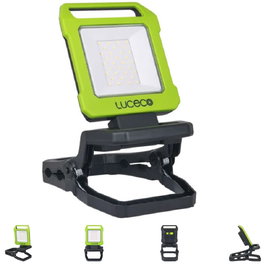 Luceco Proyector LED Magnético Recargable Plegable con Pinza, 10W 1000 Lumenes 6500K, Powerbank USB-C, Modelo Lilc10G665-01