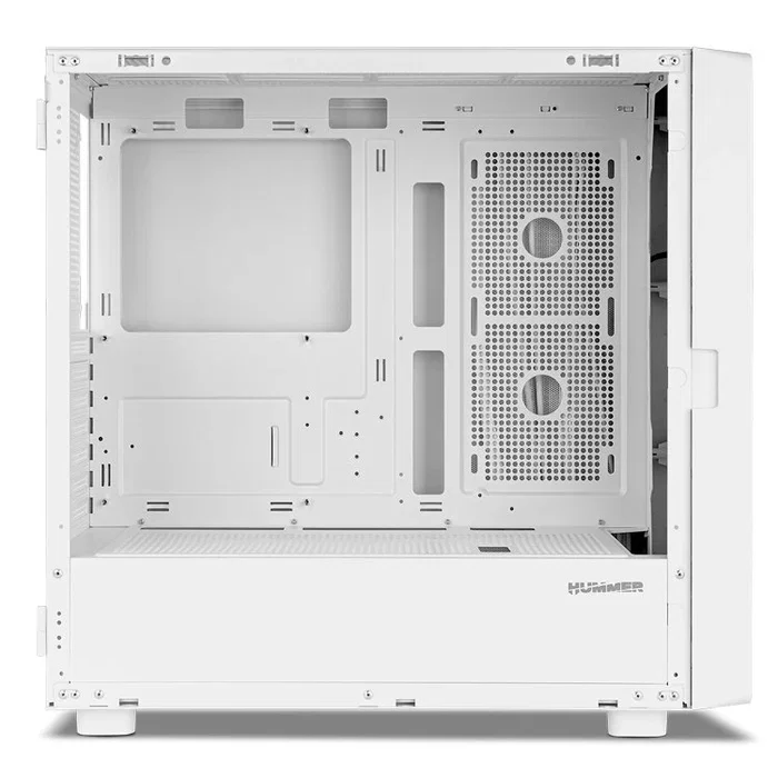 NOX Hummer BIOS Midi Tower para PC Gaming con Pantalla LCD 8" Personalizable, Frontal Mesh, Blanco, Compatible ATX, GPU hasta 395mm, 11 Ventiladores, USB 3.0 y USB-C