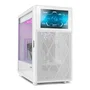 NOX Hummer BIOS Midi Tower para PC Gaming con Pantalla LCD 8" Personalizable, Frontal Mesh, Blanco, Compatible ATX, GPU hasta 395mm, 11 Ventiladores, USB 3.0 y USB-C