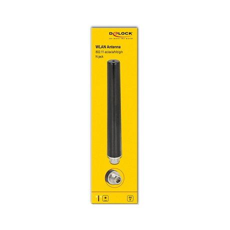 DeLOCK Antena WLAN WiFi 6 de doble banda, Clase N hembra, 4 - 6 dBi, exterior, negra