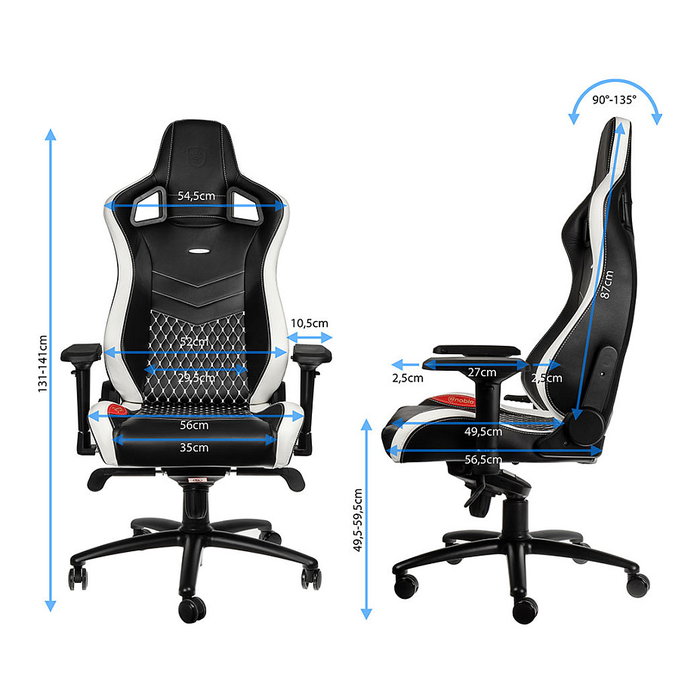 Noblechairs EPIC Echtleder Gaming Stuhl negro/blanco/rojo
