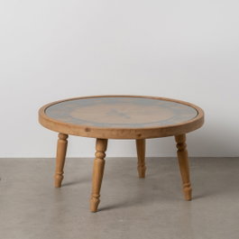 Ixia Mesa de Centro Reloj Natural DM-Madera 80 x 80 x 41 cm