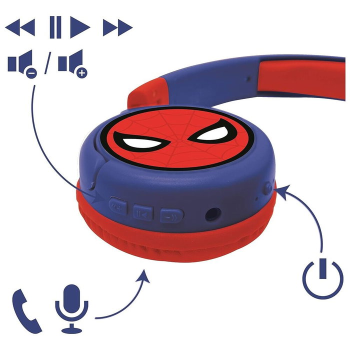LEXIBOOK Auriculares Inalámbricos Spiderman Bluetooth 5.0