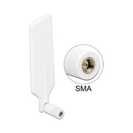DeLOCK Antena Omnidireccional LTE Dualband WLAN ac/a/b/g/n con Conector SMA y Ganancia 4 dBi, Referencia 12430, Color Blanco