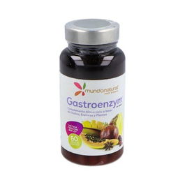 MUNDONATURAL Gastroenzym 60 Cap. Complemento Alimenticio para Digestión y Absorción de Alimentos