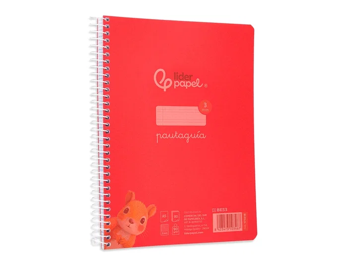 Liderpapel Cuaderno Espiral A5 Pautaguía Tapa Plástica Rojo Liderpapel Cuaderno Espiral A5 Pautaguía Tapa Plástica Rojo